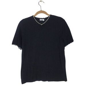 Pal Zileri Mens V-neck Black Shirt Size Large